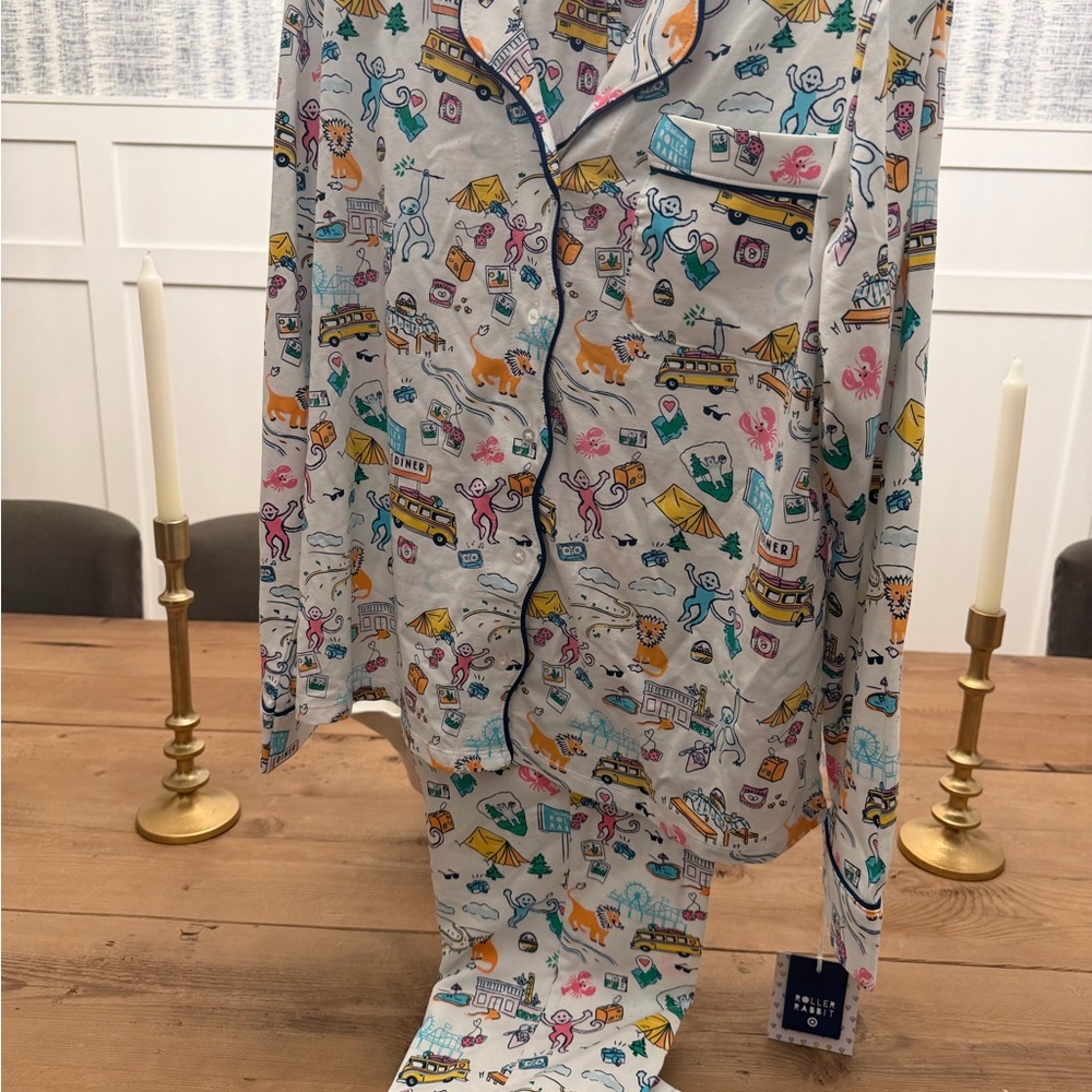 Roller Rabbit Light Gray Multicolor Printed Butto… - image 4